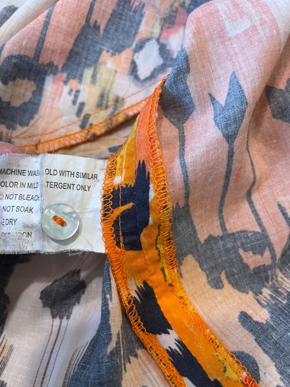 Santorini Ikat Print Cotton Button-Down Shirt Dress with Pockets Size 4 (EU 36) - Picture 9 of 11